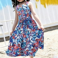 Ljetne haljine u šifonskom stilu za djevojčice, kombinezon širokih nogavica s velikim cvjetnim uzorkom, sunčana