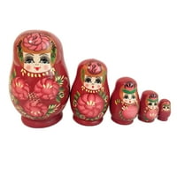 Lot Lutka sa željama, djevojka s crvenim trbuščićem, ručno rađene igračke, lutka za gniježđenje, Djevojka, ruske