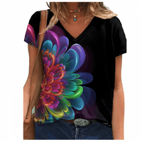 Lannger labav i ugodna ženska modna modna casual cvjetna grafička majica s kratkim rukavima vrhovi ljetnih tiskanih