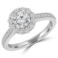 Veličanstvo Diamonds MD190120- 0. CTW okrugli dijamantni halo zaručnički prsten u 14k bijelom zlatu - Veličina