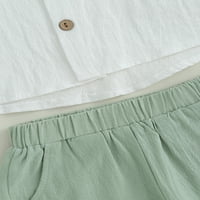 Jesenska odjeća za dječake, majica dugih rukava kontrastne boje, vrhovi + hlače, Zelena Odjeća, 12 mjeseci
