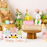 Uskršnji proljetni drveni ukras Uskršnji dekor za dom zečja jaja zeko mrkva Pribor za zabavu bezlični patuljak