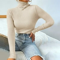 GUZOM džemper za žene u prodaji- džemperi za žene trendovske solidne vrhove nove dolaske bež veličine 10