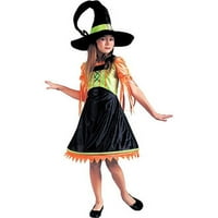 Šarena uvijena haljina vještica i šešir za djevojčice, kostim za Noć vještica