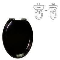 Toaletno sjedalo u donjem dijelu izduženo meko zatvoreno-crno drveno ovalno standardno toaletno sjedalo u rustikalnom