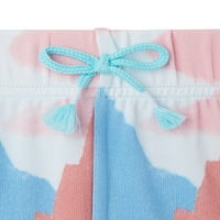 Wonder Nation Girls Super Soft Hacci dugi rukav Top i kratki set za spavanje s pidžamom, 2-komad, veličine 4-