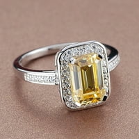 Žuti prsten presvučen rhinestoneom otvoreni prsten podesivi prsten prije zaruka prsten za obećanje ženski dodatak