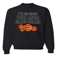 Divlji bobby tako sam dobra tvoja mama pljesne za mene košarkaški humor unise creveck majice, crna, srednja