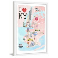 Obožavam NY kartu web mjesta uokviren tisak slikanja