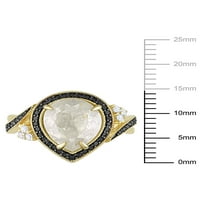 Miabella Ženska 3- karat T.W. Crno-bijela maštovita i okrugla izrezana sol i paprika dijamant 10kt žuto zlato