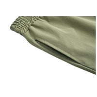 Duge hlače za žene ženski casual džepovi za vježbanje s vezicama, jednobojne Hlače dužine do gležnja, vojne zelene