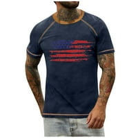 Muške košulje Muška majica Raglan Vintage majica kratkih rukava s okruglim vratom s printom Dana neovisnosti plava