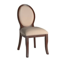 Tapecirane ovalne drvene stolice za blagovanje, set od 2, bogata smeđa i trešnja