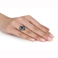 Koktel prsten od 1 karatnog crno-bijelog dijamanta od 1 karatnog srebrnog srebrnog srebrnog srebrnog srebrnog