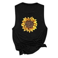TUPHREGYOW Ženske majice Suncokret Graphic Camisole prsluci Crewneck Tank Top za žene Predimenzionirane majice