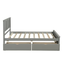 Aukfa dvostruka platforma kreveta - okvir kreveta od čvrstog drveta s uzglavljem i ladicama za odlaganje za djecu