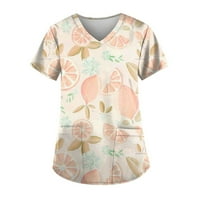 Ženske ljetne vrhove Bluza grafički otisci radne odjeće s kratkim rukavima Košulje za vrat narančaste 2xl