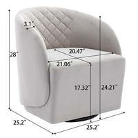 Aukfa tapecirana naglašena stolica, okretna stolica za spavaću sobu za dnevnu sobu, baršuna - siva