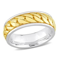 Muški dizajnerski prsten od srebra u žutom i bijelom zlatu;