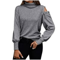 Ženski džemper za kornjače dugi rukavi Osnovni pulover gornji dio čvrste boje Off rame casual pleteni džemper