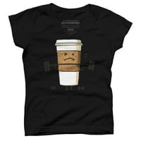 Jake djevojke s kavom crne grafičke majice - dizajn ljudi L
