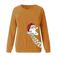 Ženske božićne dukserice s uzorkom žirafe s dugim rukavima, Trenirka s okruglim vratom, modni casual pulover za