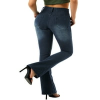 Imcute žene casual traper hlače, čvrste boje labave hlače s niskim strukom s džepovima