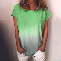 Ženske vrhove tiskane bluze s kratkim rukavima povremene žene Ljetne majice za vrat tunične košulje zelene 3xl