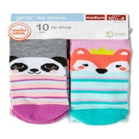 Wonder Nation Girls Panda No-Show čarape, 10-pack, veličine S-l