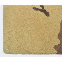 Ručno tkani, apstraktni vuneni tepih, smeđi, Zlatni, 2' 6910