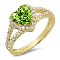 Zeleni prirodni Peridot u obliku srca 1,49 karata 18K ugravirano žuto zlato godišnjica vjenčanja zaručnički prsten