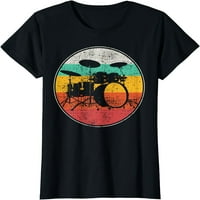 Bubnjevi _ Retro Vintage majica za žene s grafikom Ležerne majice s okruglim vratom, Crna Majica