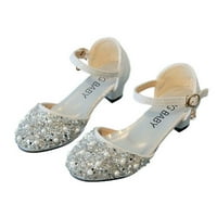 Sandale za djevojčice od 5 godina; svjetlucave cipele s visokom potpeticom s kristalnim ukrasom; večernje vjenčane