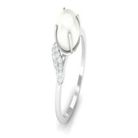 Klasični dijamantni Slatkovodni biserni prsten, lipanjski prsten za rođenje, Srebro, 6,00 USD