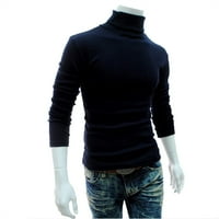 Muški topli pamučni pulover s visokim vratom džemper džemperi Gornji dijelovi dolčevita košulje Dugih rukava svijetlosive