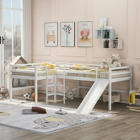Aukfa drveni potkrovni krevet za djecu i tinejdžere, moderni dvostruki potkrovni krevet u obliku slova L s toboganima