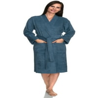 Izbor ručnika ženski kimono ogrtač od turskog pamuka, mekani frotirni ogrtač velike veličine s plavom krunom