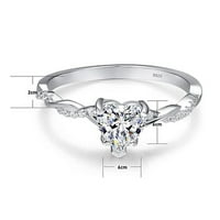 Zaručnički prstenovi s kubičnim cirkonijem u obliku srca od 1,25 karata za žene prsten prijateljstva poklon za