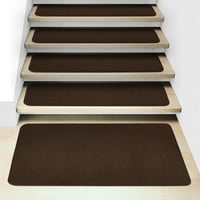 Set pričvrsnih tepiha za stepenice i odgovarajući tepih za slijetanje-Čokoladno smeđa
