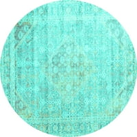 Ahgly Company zatvoreni okrugli perzijski tirkizno plava prostirka tradicionalnih prostirki, 7 'krug