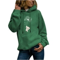 Ženske majice s kapuljačom ležerna labava majica s printom dugih rukava modni vrhovi u zelenoj boji od $ 5 inča