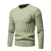 JSAIERL muški džemper Kabel pleteni posada Vrat Čvrsta vitka majica dugih rukava jesen i zimski topli pulover