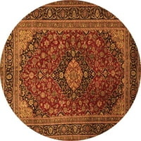 Tradicionalni perzijski tepisi za sobe u okruglom obliku narančaste boje, promjera 5 inča