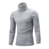 Muški ugrađeni džemper s visokim vratom ležerni pleteni lagani termalni pulover s dugim rukavima osnovni vrhovi