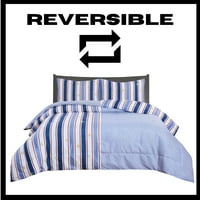 2-dijelni set posteljine, reverzibilna deka za bebe od mikrovlakana, imitacija prugaste posteljine-crvena, plava