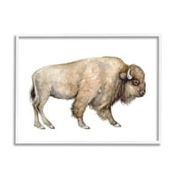 Stupell Industries Wild Buffalo akvarel Portret Dječji vrtić Divlji životinje bijele uokvirene umjetničke print
