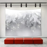 Božićni dekor tapiserija, bijelo božićno drvce, tapiserija s uzorkom pahuljica, zidni dekor, božićne tapiserije,
