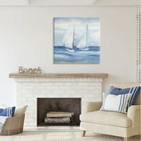 Stupell Industries dvije jedrilice Sažetak plave scene obalna galerija slika omotano platno ispis zidne umjetnosti