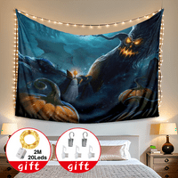 Ukrasna tapiserija za Noć vještica, zidna tapiserija s Mjesecom i metlom sa zvjezdanom noći, Zidna tapiserija