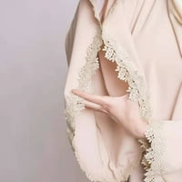 Ženska haljina modne Ležerne haljine ležerna odjeća Jednobojni kaftan s raširenim rukavima i čipkastim šavovima